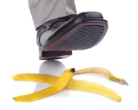 Falling on a banana skin Falling on a banana skin